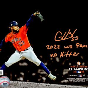 CRISTIAN JAVIER AUTOGRAPHED 8X10 PHOTO ASTROS 2022 WS GAME 4 NO HITTER BECKETT Real For Sale