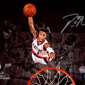 DAMIAN LILLARD AUTOGRAPHED 8X10 PHOTO TRAILBLAZERS DUNKING BECKETT 214830 Buy Cheap Newest
