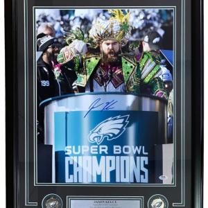 Jason Kelce Signed Framed 16x20 Philadelphia Eagles SB52 Parade Photo PSA Holo Buy Cheap Shop