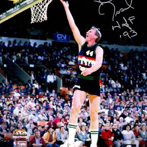Dan Issel Signed Denver Nuggets Lay Up Action 8x10 Photo w/HOF'93 (SCHWARTZ COA) View For Sale