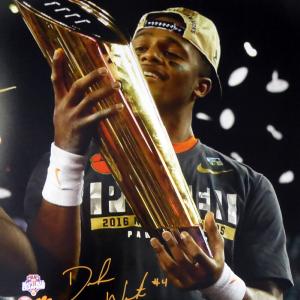 DESHAUN WATSON AUTOGRAPHED 16X20 PHOTO HOLDING TROPHY CLEMSON BECKETT 117276 Affordable Cheap Pice