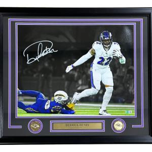Derrick Henry Signed Framed 16x20 Baltimore Ravens White Jersey Photo BAS Online Online Cheap Online