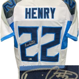 Derrick Henry signed Tennessee White Custom Stitched Pro Style Jersey Beckett QR 2025 Newest Online