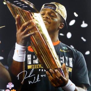 DESHAUN WATSON AUTOGRAPHED 16X20 PHOTO CLEMSON HOLDING TROPHY BECKETT 113719 Cheap Factory Outlet