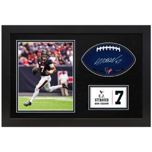 C. J. Stroud Houston TexansSignable With Players Facsimile Signature and Photo Display in a 15H x 22W x 0.75D High Quality Black Frame Free Shipping Cheap Real
