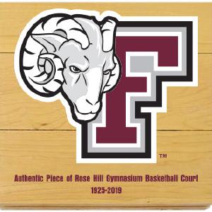 Fordham University 6" x 6" Authentic Piece of Rose Hill Gymnasium Basketball Court with Fordham Logo on Front Cheap Discount Sale