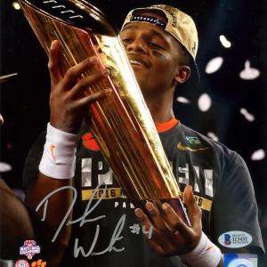 DESHAUN WATSON AUTOGRAPHED 8X10 PHOTO CLEMSON HOLDING TROPHY BECKETT 113714 Recommend Cheap Online