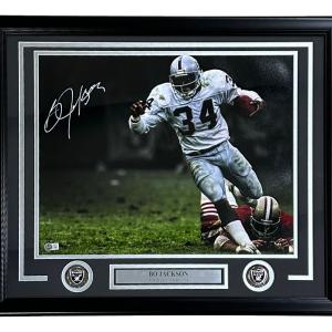 Bo Jackson Signed Framed 16x20 Oakland Raiders White Jersey Photo BAS For Sale Sale Online