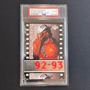 1999 Upper Deck MJ Retires Jumbo-92/93 Time Frame #9 Michael Jordan PSA EX MT 6 Get Authentic