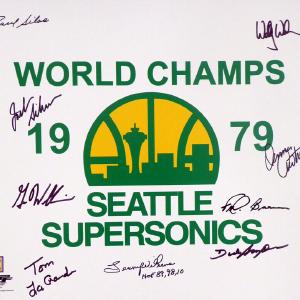 1978-79 NBA CHAMP SUPERSONICS AUTOGRAPHED 16X20 PHOTO 9 SIGS "HOF" MCS 145853 Largest Supplier Online