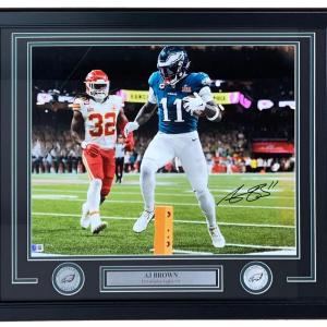 AJ Brown Signed Framed 16x20 Philadelphia Eagles Super Bowl 59 Photo BAS Cheap Sale Discounts
