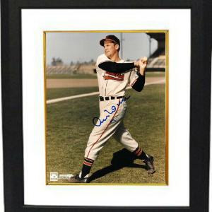 Al Rosen signed Cleveland Indians MLB 8x10 Photo Custom Framed #7 (swing) Free Shipping Low Pice Fee Shipping