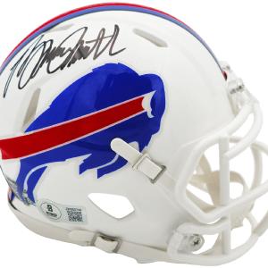 BRUCE SMITH AUTOGRAPHED BILLS WHITE SPEED MINI HELMET BECKETT WITNESS 233776 Choice For Sale