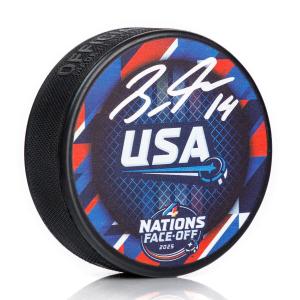 Brock Faber Signed Team USA NHL 4 Nations Face-Off Hockey Puck Authentic Cheap Pice