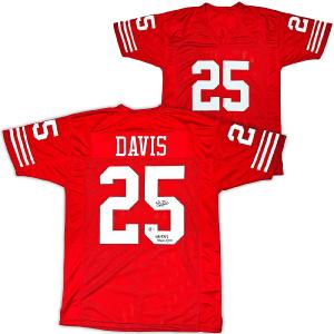 49ERS ERIC DAVIS AUTOGRAPHED RED JERSEY "SB XXIX CHAMPION" BECKETT QR 215868 Clearance Pre Order