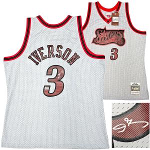 76ERS ALLEN IVERSON AUTOGRAPHED GREY AUTHENTIC M&N 1997-98 HWC JERSEY XL BECKETT Fashionable For Sale