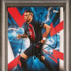 2023-24 Topps PSG F/S Super Electric #PSGS1 Kylian Mbappe Signed Card PSA Real M Cheap Sale Tumblr