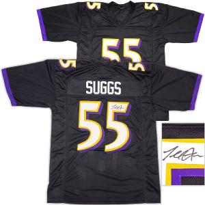 BALTIMORE RAVENS TERRELL SUGGS AUTOGRAPHED SIGNED BLACK JERSEY JSA STOCK #233374 Wholesale Pice Cheap Pice
