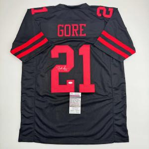 Autographed/Signed Frank Gore San Francisco Black Football Jersey BAS COA Countdown Package