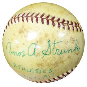 Amos Strunk Autographed AL Harridge Baseball A's Vintage Beckett COA 116957 Get To Buy Cheap Pice