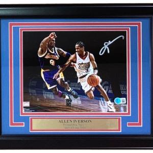 Allen Iverson Signed Framed 8x10 Philadelphia 76ers Photo vs Kobe Bryant BAS Clearance Huge Surprise