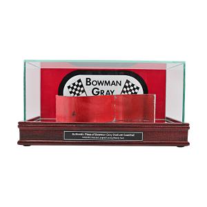 Bowman Gray Stadium Authentic Long Piece of Actual Guardrail in Desktop Display Case with Stadium Logo Background Sale Reliable