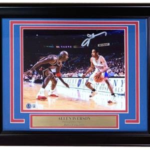 Allen Iverson Signed Framed 8x10 Philadelphia 76ers Photo vs Michael Jordan BAS Collections For Sale