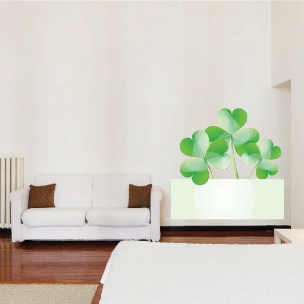 Banner with 3 Leaf Clovers St Patrick's Day Printed Die Cut Decal Visit New