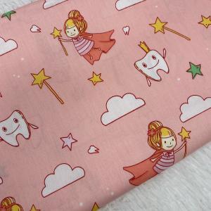 NEW "Tooth Fairy", 100% Ribbed Cotton Fabric, Boutique Fabric, Custom Made Kids Fabric for Masks, Accessories, Bedding & More, 1 Yard Sale Cheap Pices