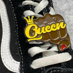 New "Queen Fist" 1-pc/Shoelace Charm, Soft Enamel Skate Charm, Size 2",  Designer Charms For Shoes and Skates, Popular Afrocentric Charm Online Online Original