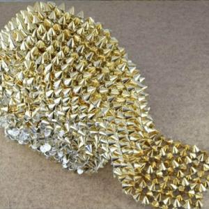 1-Yard, DIY Spikes, Studded Mesh, Sew, or Glue on, Pointed Spikes/Studs, Cone Flatback, Punk Rock Trim, Mesh Studs, Beaded Craft Supplies Cheap Pices Authentic