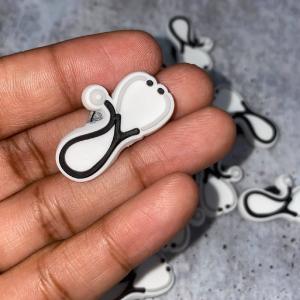 1-pc Blk/White "Stethoscope", Shoe Charm, Medical Charm; Nurse, Tech, Dr Charms for Crocs; Charm for Shoes & Bracelets, Healthcare Charm Sale Comfortable
