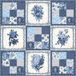 Country Life - English Blue & White by AJ's Watercolor Studio - Digitally Printed - Blank Quilting - Kit Clearance Low Pice Fee Shipping