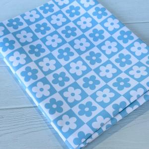 Half Yard Cut- Light Blue and Off White Floral Check Bonded Poly/Nylon Discount Authentic Online