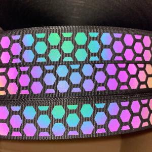 Honeycomb Rainbow Reflective Webbing (by the yard) Cheap Newest