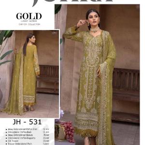 Johra Gold Luxury Chiffon Collection 100% Original Discount Cheapest Pice
