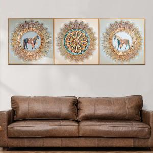 A Horse's Grace Crystal Glass Painting - Set of 3 Extremely Cheap Pice