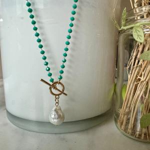 Turquoise Beads with Pearl Drop Original Cheap Pice