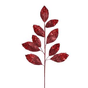 12" x 29" Burgundy Glitter Leaf Sprays 6 Per Bag Clearance 2025 Unisex