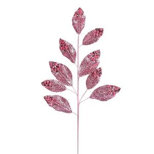 12" x 29" Pink Glitter Leaf Sprays 6 Per Bag How Much Sale Online