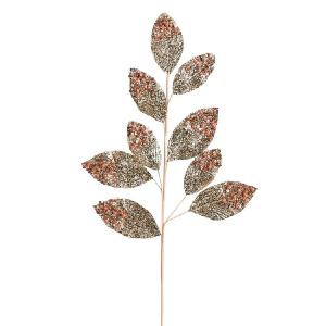 12" x 29" Champagne Glitter Leaf Sprays 6 Per Bag Outlet Visit
