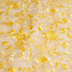 YELLOW FLOWER EMBROIDERED SILK B32-31 Genuine Cheap Online