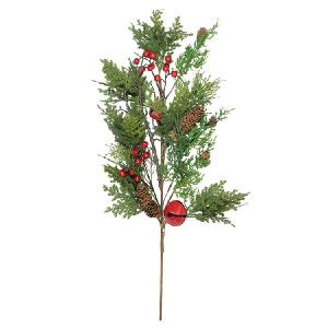 28" Green and Red Berries with Pine Cone Artificial Christmas Spray Cheap Sale Huge Surprise