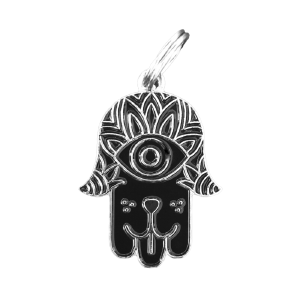 Wholesale ID Tag - Hamsa - Silver & Black Outlet Store For Sale