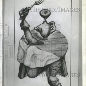 1942 Press Photo Masson Falstaff Charcoal Drawing Paint Free Shipping Pick A Best