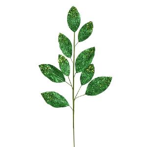 12" x 29" Green Glitter Leaf Sprays 6 Per Bag Factory Outlet
