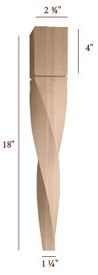 18" Helix Slender Double Twist Tapered Furniture Leg - Right Many Kinds Of Sale Online