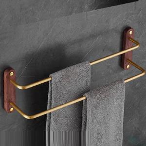19" Bathroom Double Towel Bar Non Perforated Towel Rack in Black Gold Wiki Cheap Online