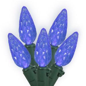 100-Count Blue C6 LED Christmas Light Strand on 34' Green Wire Hot Sale Cheap Pice