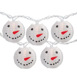 10-Count White Snowman Paper Lantern Christmas Light Set with 8.5' White Wire Online For Sale